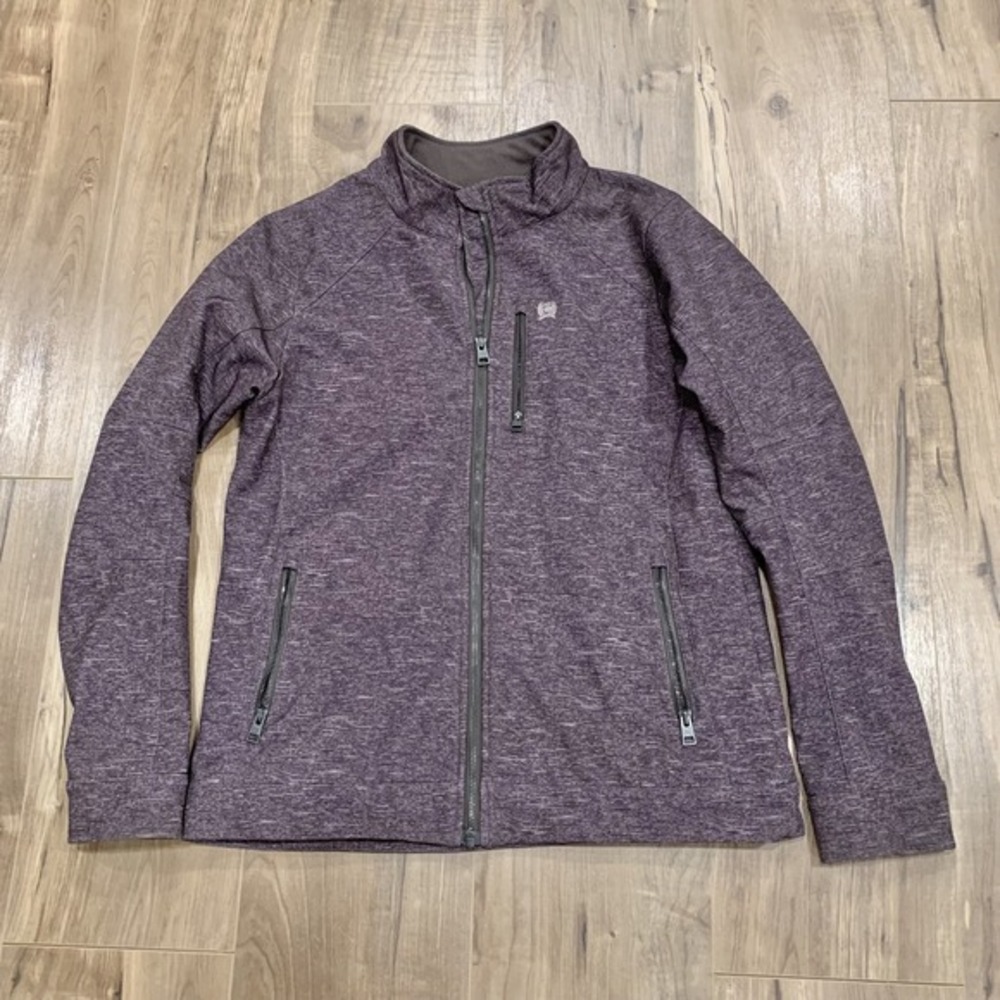 Cinch Ladies Bonded Purple Gray Heather Soft Shell Full‎ Zip Jacket Women's Sz M